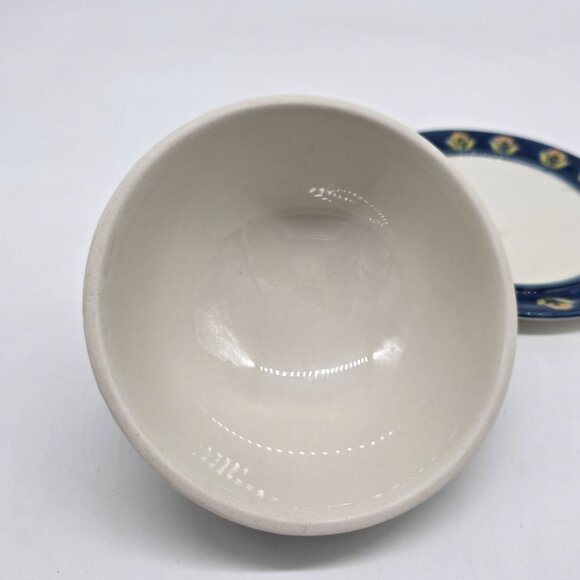 Hand-Painted Ceramic Domed Butter Dish With Lid - Floral Pattern - Blue/White/Ye - Picture 10 of 11